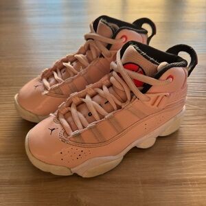 Girls' Pink Patent Air Jordan 6 Rings in the Atmosphere